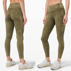 Lululemon Fast & Free High Rise Tight 25" Ice Dye Wash Moss Green 2 Nulux W5CTRS